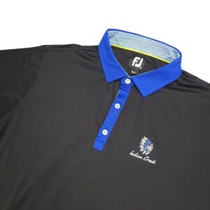 FootJoy Polo Shirt Mens XL Black Blue Indian Creek Golf Performance Stretch